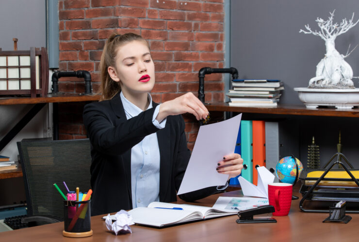 A woman in office